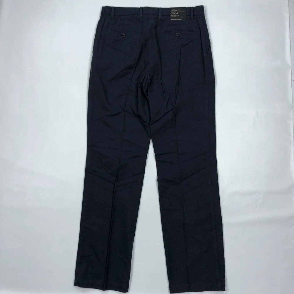 Banana Republic Classic Fit Textured Chino Pants Navy Blue 32x34 Mens Cotton